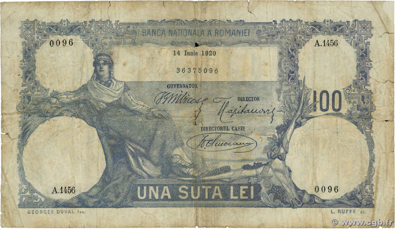 100 Lei ROUMANIE  1920 P.021a TB