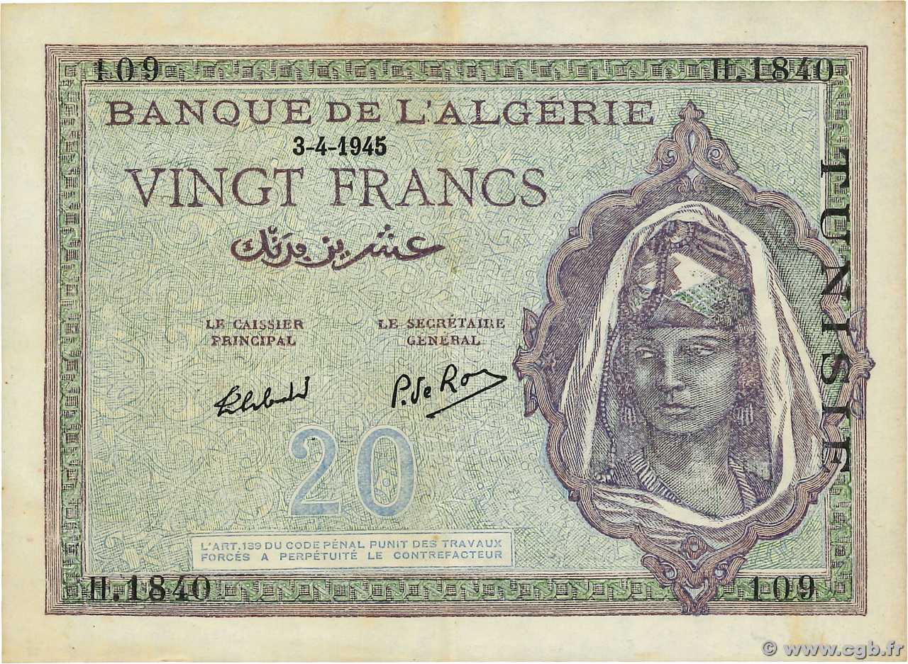 20 Francs TUNISIA  1945 P.18 VF