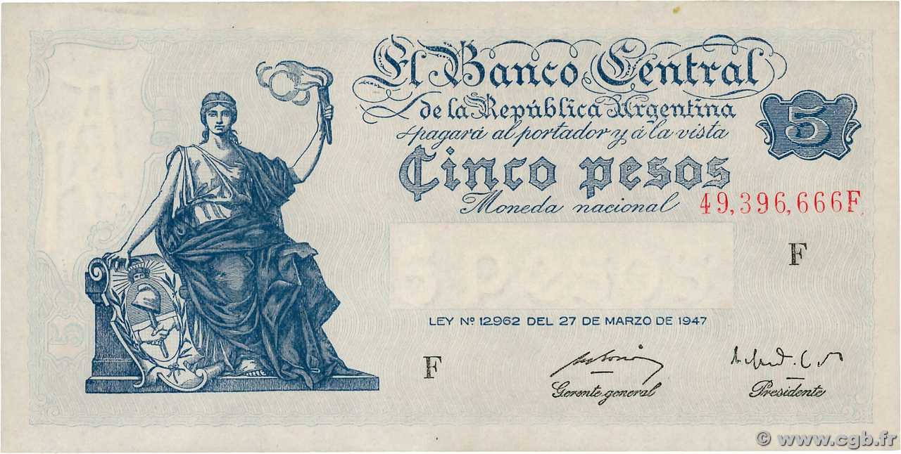 5 Pesos ARGENTINE  1949 P.258 SUP