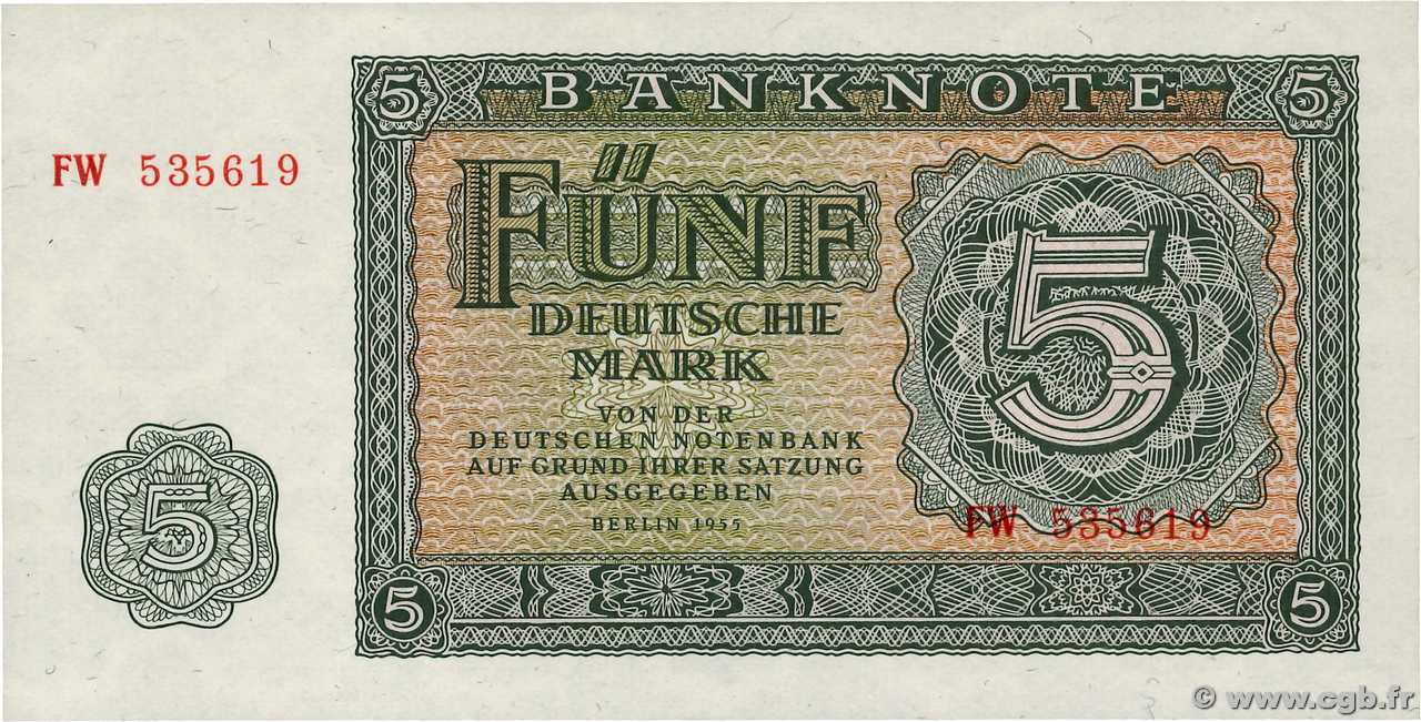 5 Deutsche Mark ALLEMAGNE RÉPUBLIQUE DÉMOCRATIQUE  1955 P.17 NEUF