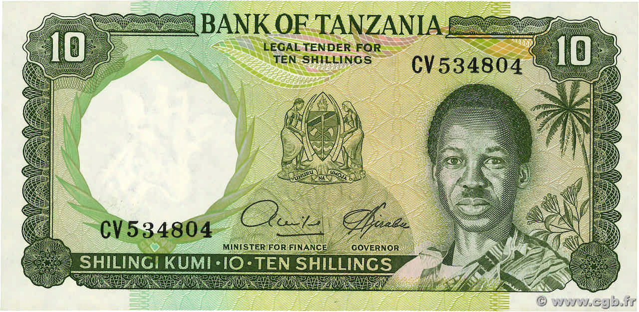 10 Shillings TANZANIE  1966 P.02d NEUF