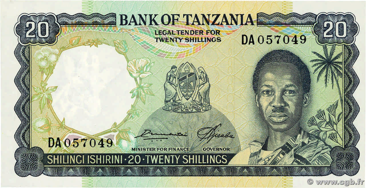 20 Shillings TANZANIE  1966 P.03e pr.NEUF