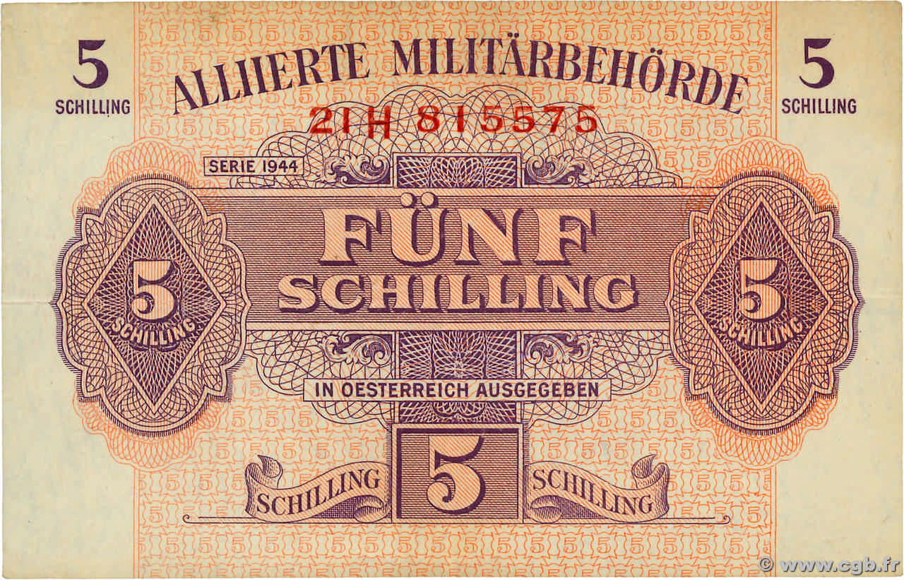 5 Schilling AUTRICHE  1944 P.105 TTB