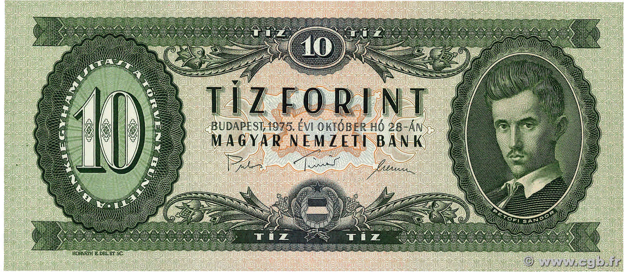 10 Forint HUNGARY  1975 P.168e UNC