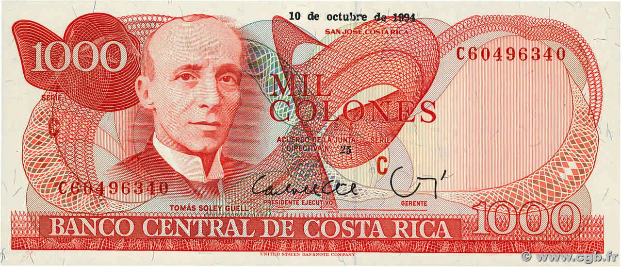 1000 Colones COSTA RICA  1994 P.259b UNC