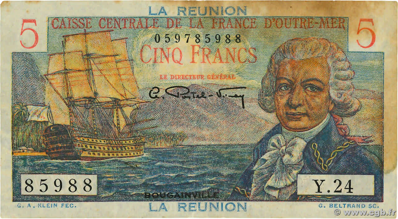 5 Francs Bougainville ÎLE DE LA RÉUNION  1946 P.41a TB
