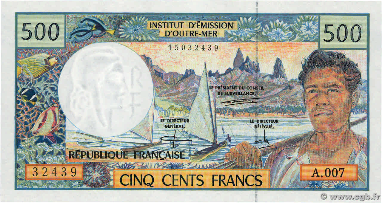 500 Francs POLYNESIA, FRENCH OVERSEAS TERRITORIES  1992 P.01c UNC-