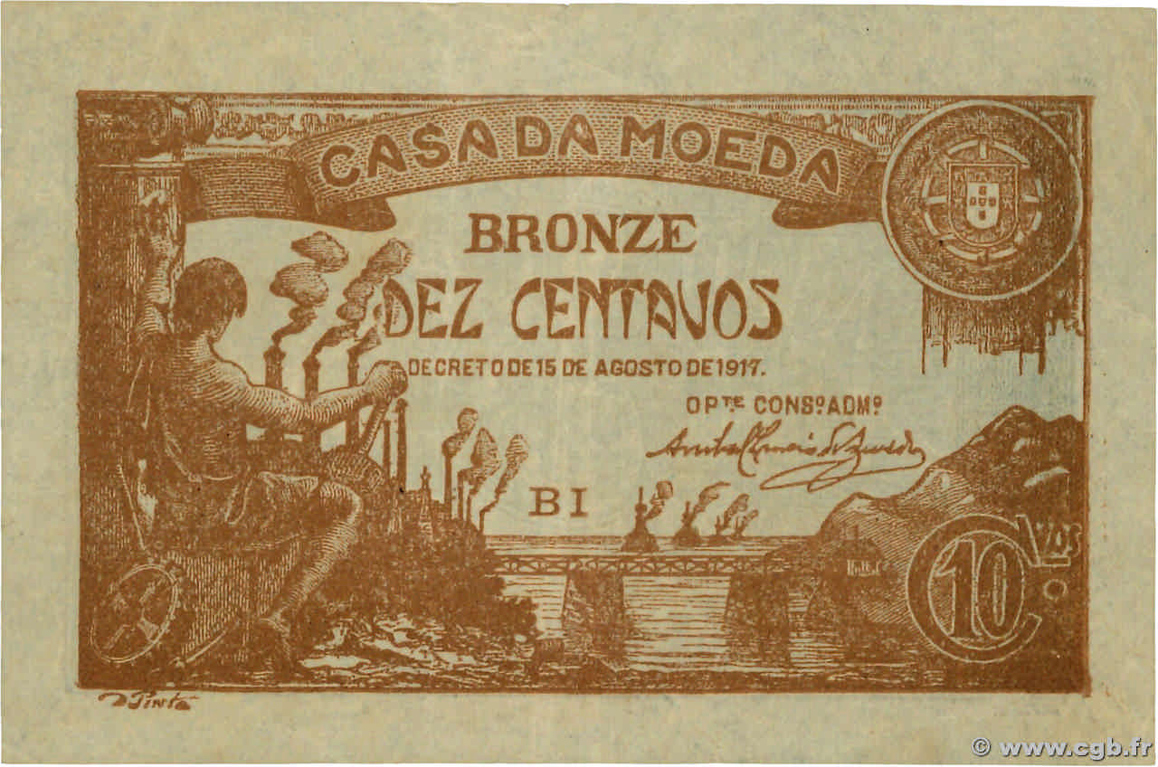 10 Centavos PORTUGAL  1917 P.096 TTB