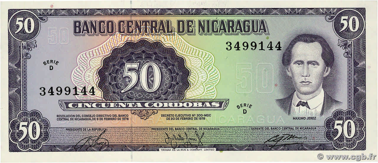 50 Cordobas NICARAGUA  1978 P.130 UNC