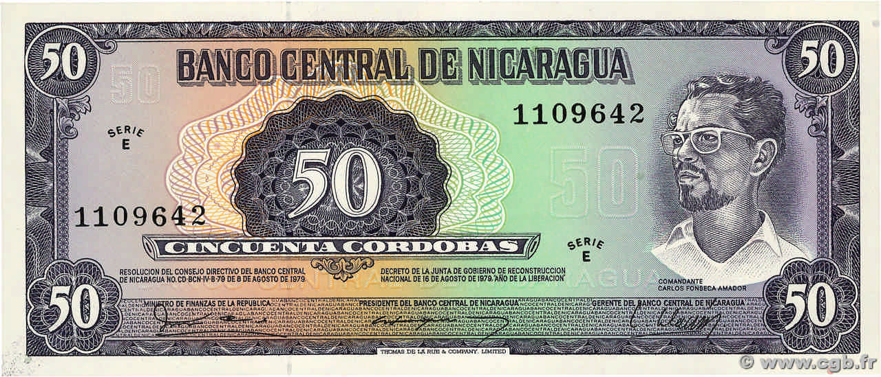 50 Cordobas NICARAGUA  1979 P.131 UNC
