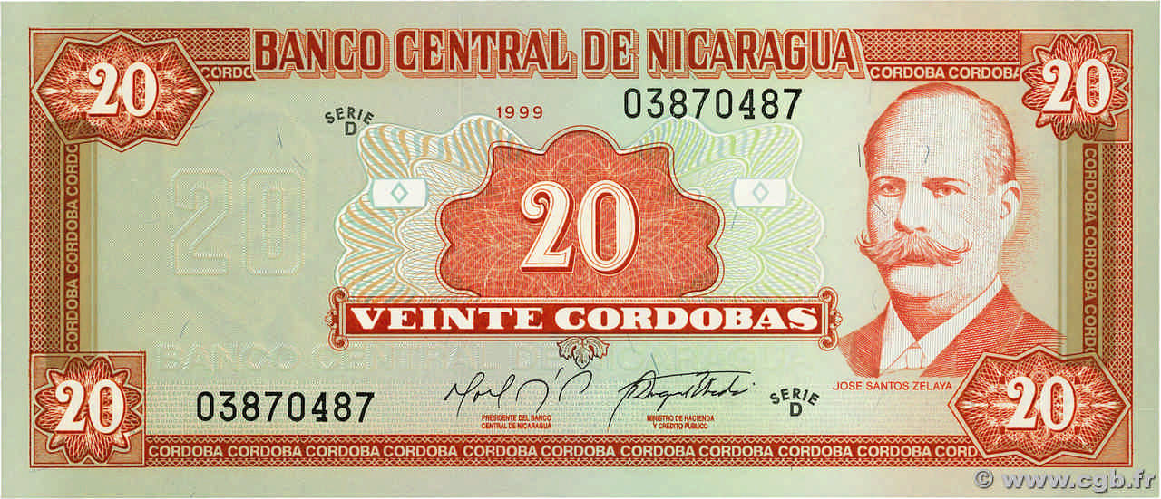 20 Cordobas NICARAGUA  1999 P.189 FDC