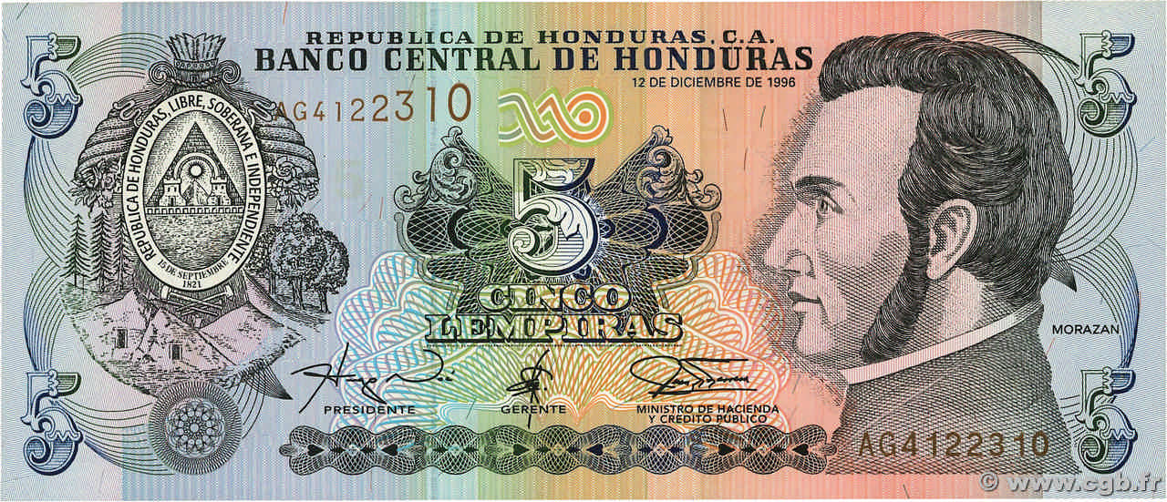 5 Lempiras HONDURAS  1996 P.081a FDC