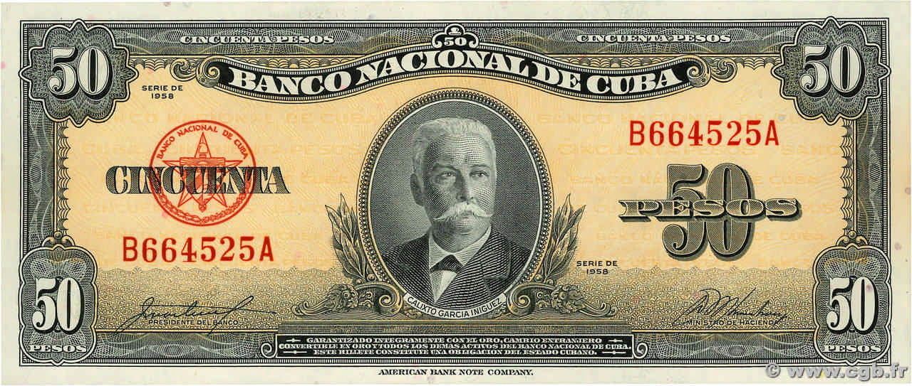 50 Pesos CUBA  1958 P.081b pr.NEUF