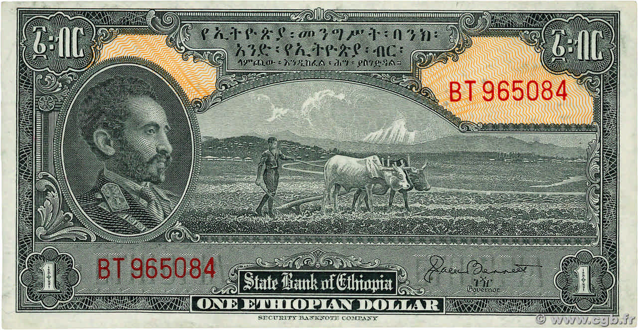 1 Dollar ETIOPIA  1945 P.12b SPL