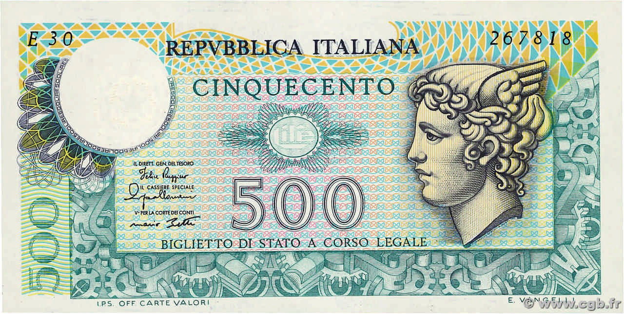 500 Lire ITALIA  1979 P.094 AU