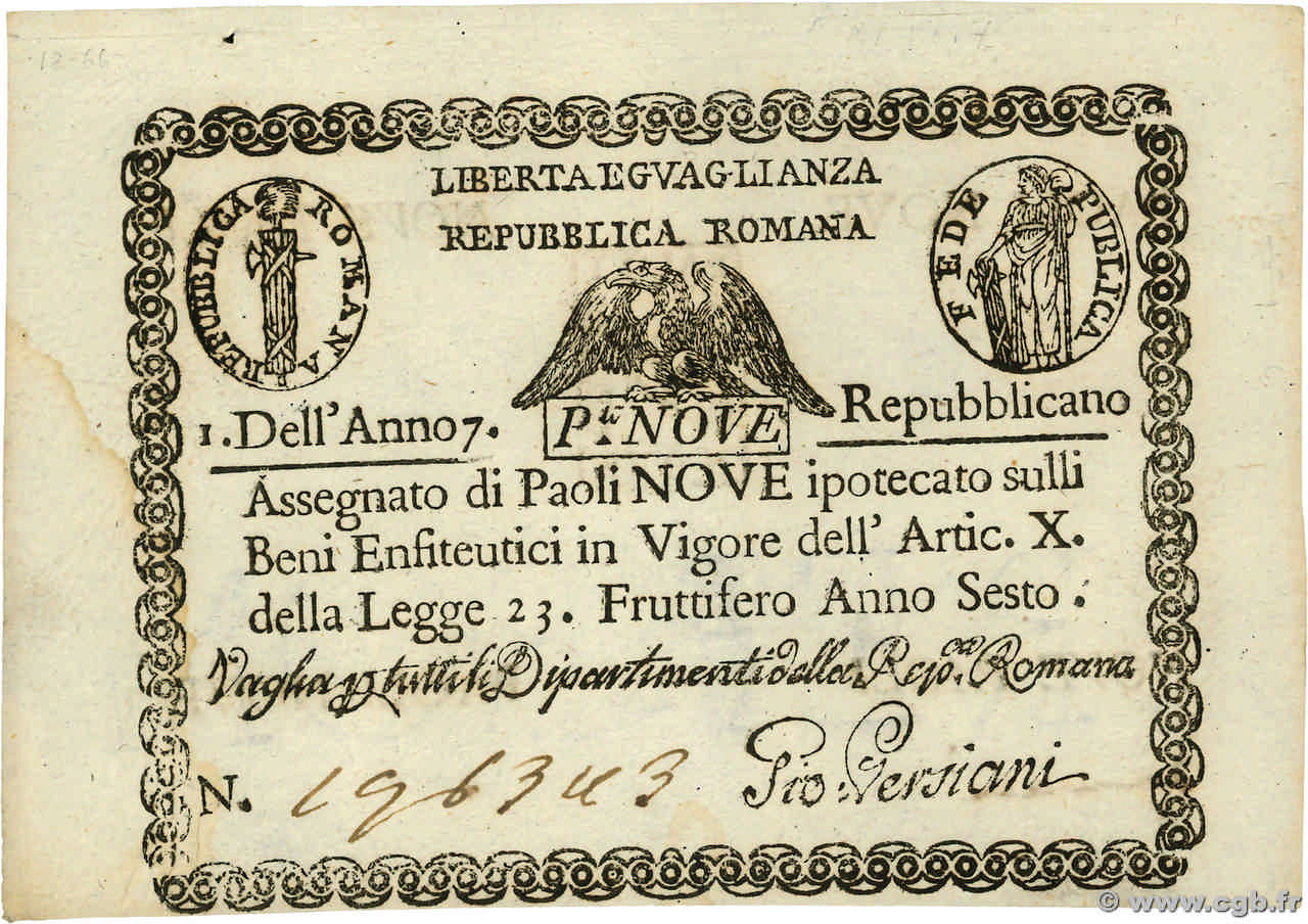 9 Paoli ITALIEN  1798 PS.539 fVZ