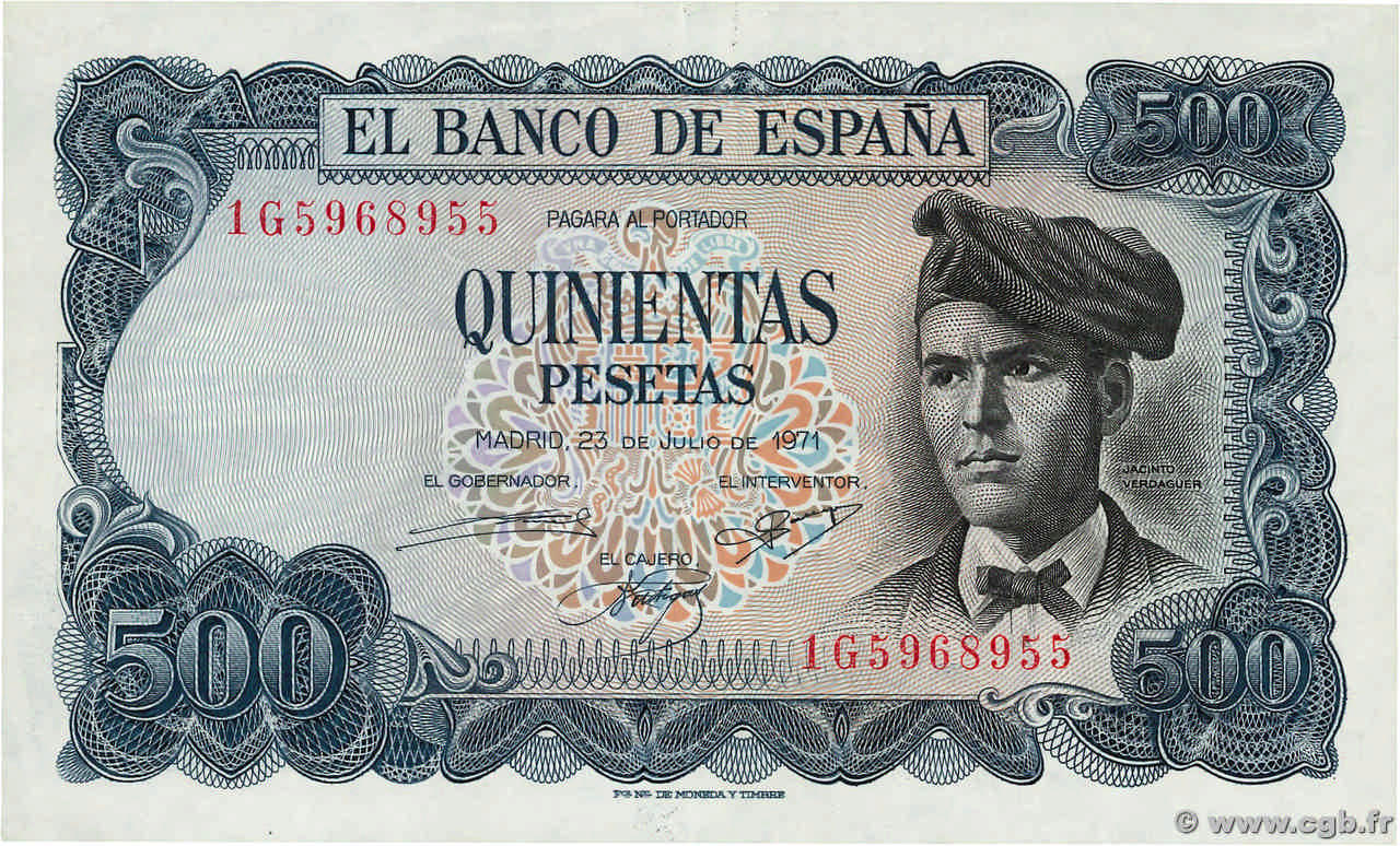500 Pesetas SPAIN  1971 P.153a VF