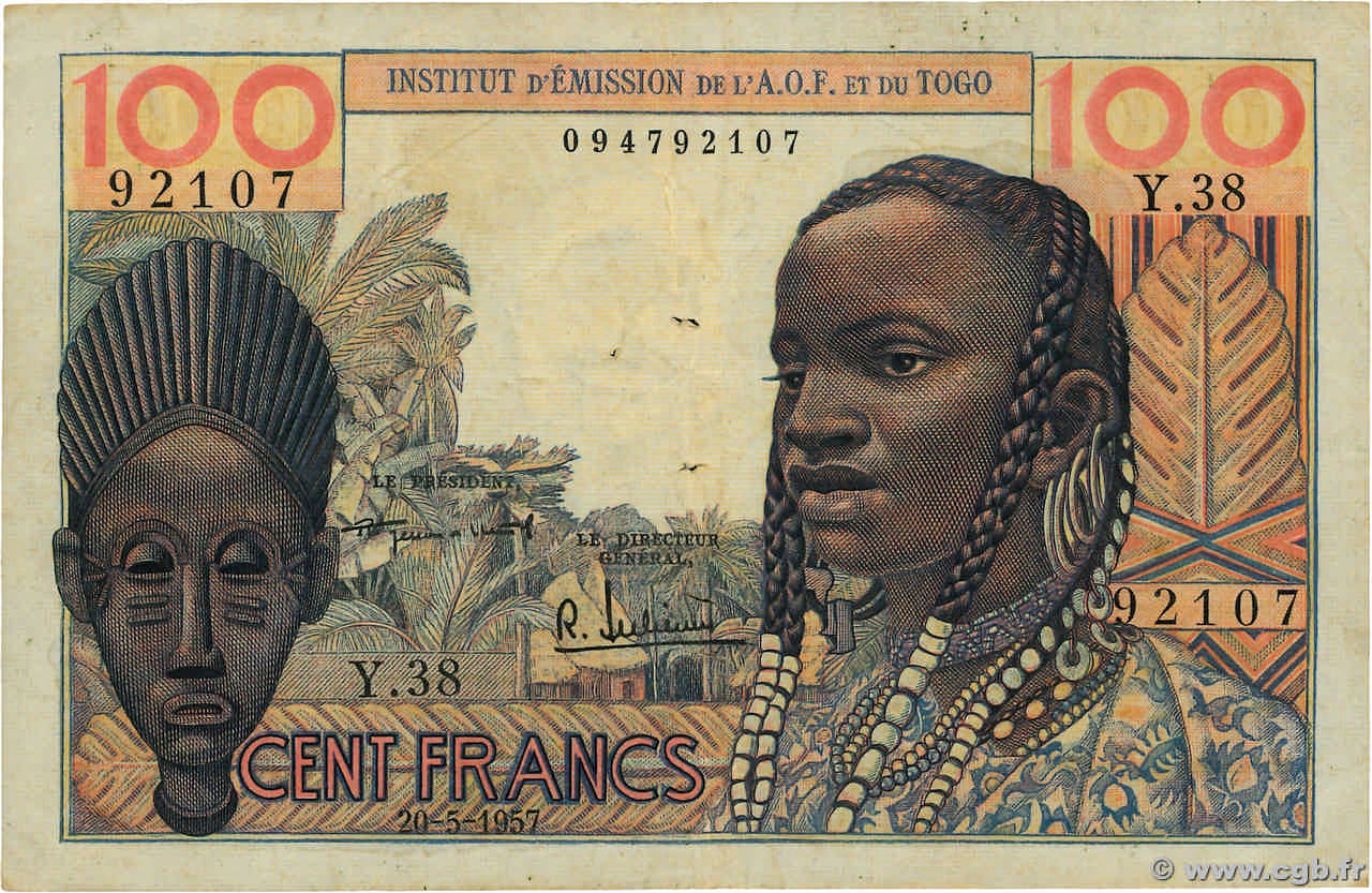 100 Francs FRENCH WEST AFRICA  1957 P.46 BC