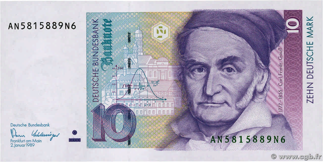 10 Deutsche Mark GERMAN FEDERAL REPUBLIC  1989 P.38a SC+
