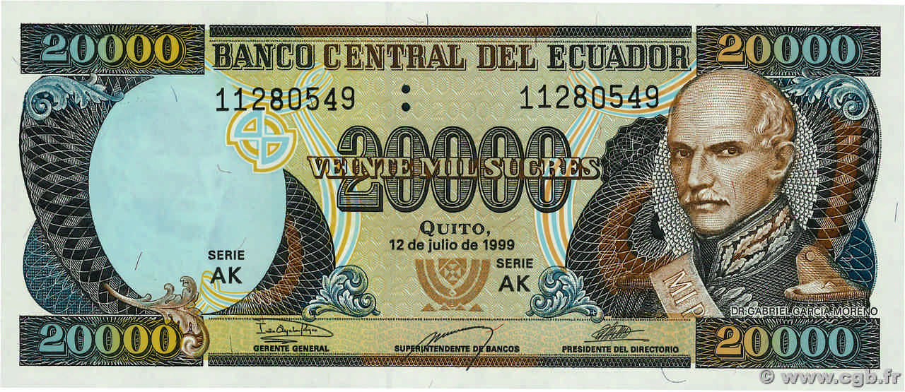 20000 Sucres ÉQUATEUR  1999 P.129 SPL