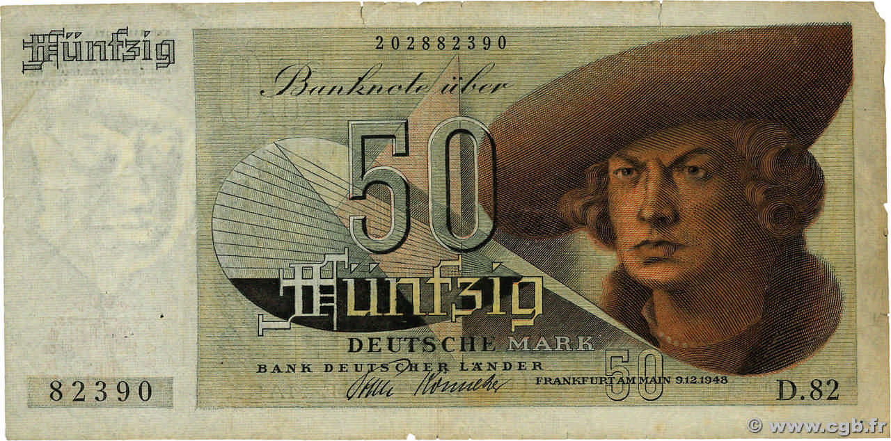 50 Deutsche Mark ALLEMAGNE FÉDÉRALE  1948 P.14a TB