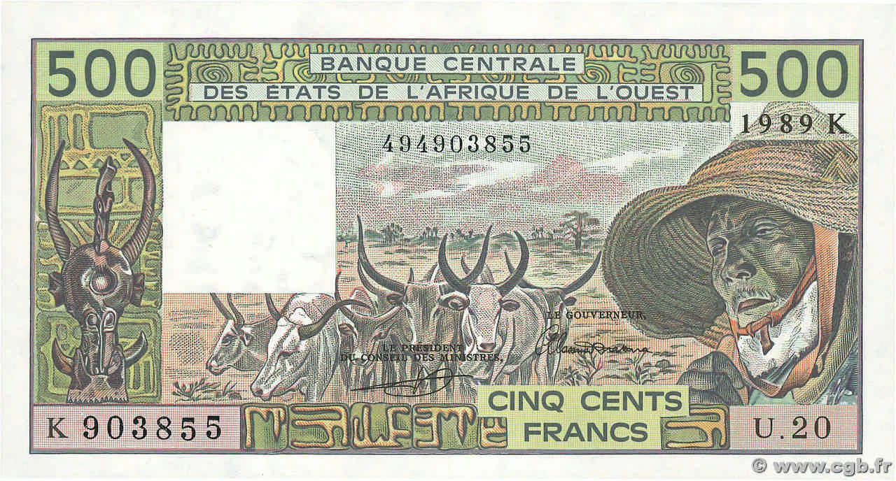 500 Francs ÉTATS DE L AFRIQUE DE L OUEST  1989 P.706Kk NEUF