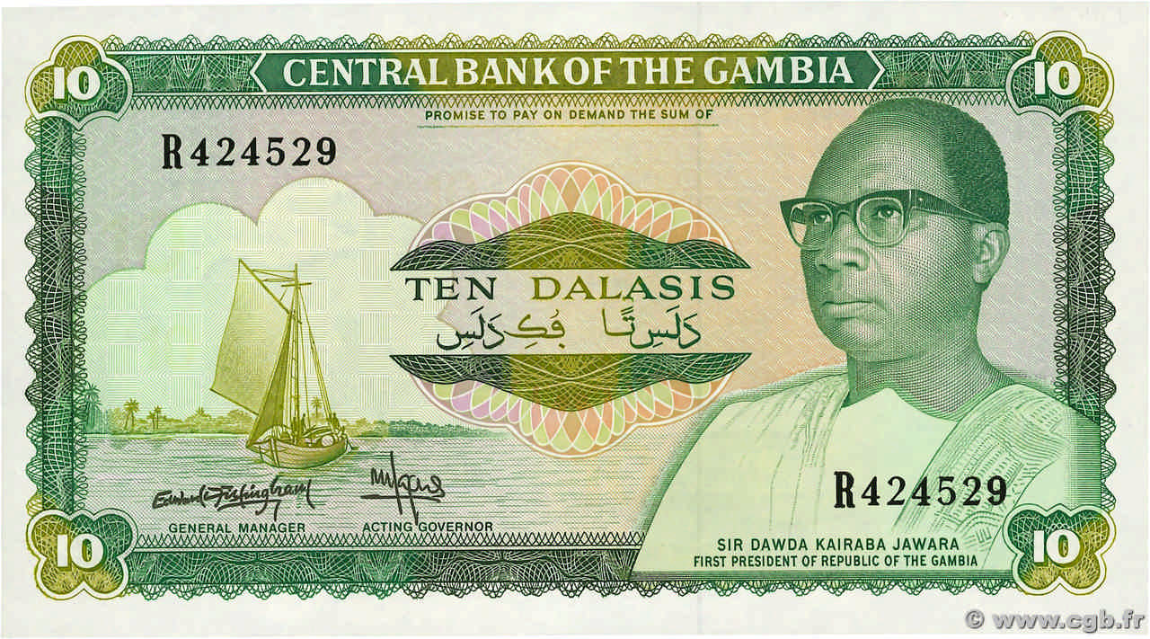10 Dalasis GAMBIA  1987 P.10b UNC