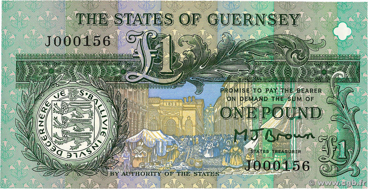 1 Pound Petit numéro GUERNESEY  1991 P.52a NEUF