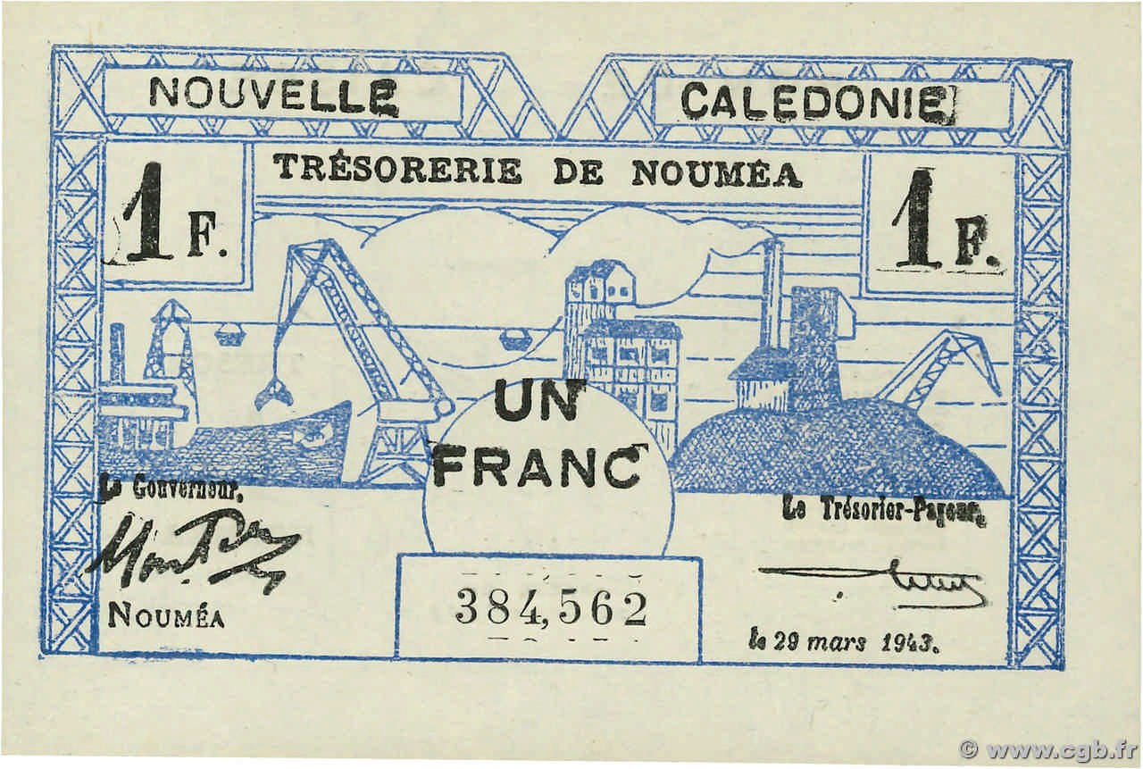 1 Franc NOUVELLE CALÉDONIE  1943 P.55a UNC