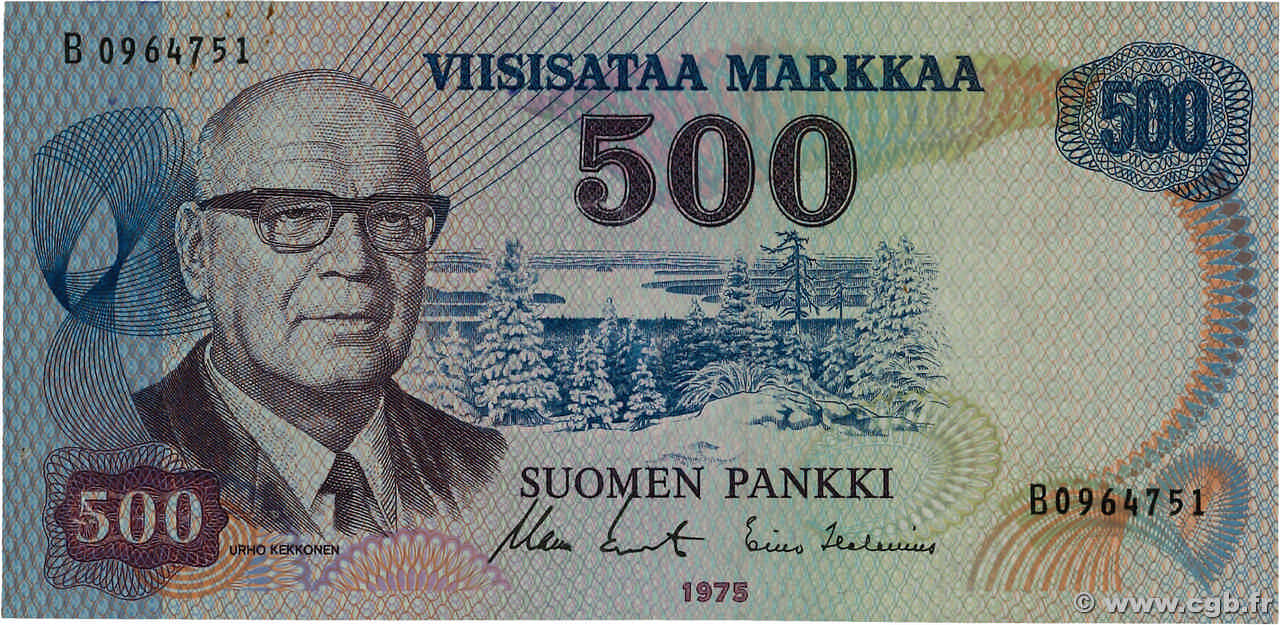 500 Markkaa FINLANDIA  1975 P.110b MBC
