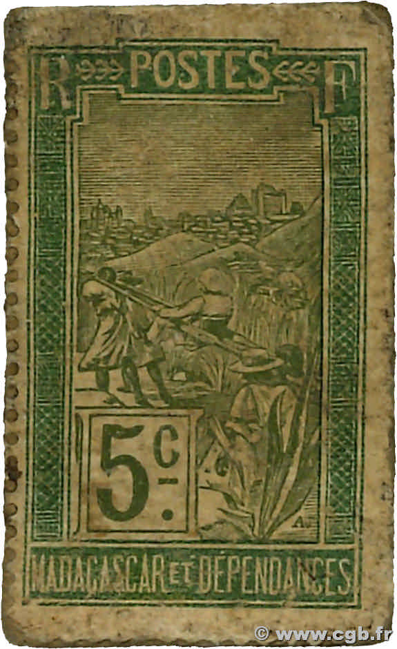 5 Centimes MADAGASCAR  1916 P.033A TTB
