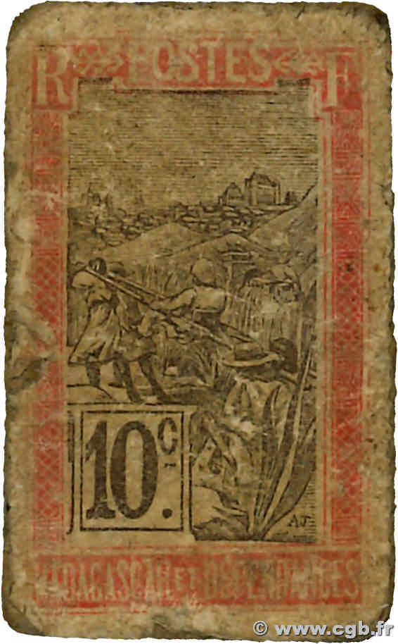 10 Centimes MADAGASCAR  1916 P.033B B