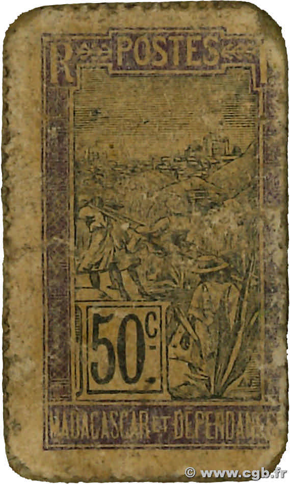 50 Centimes MADAGASCAR  1916 P.033C G