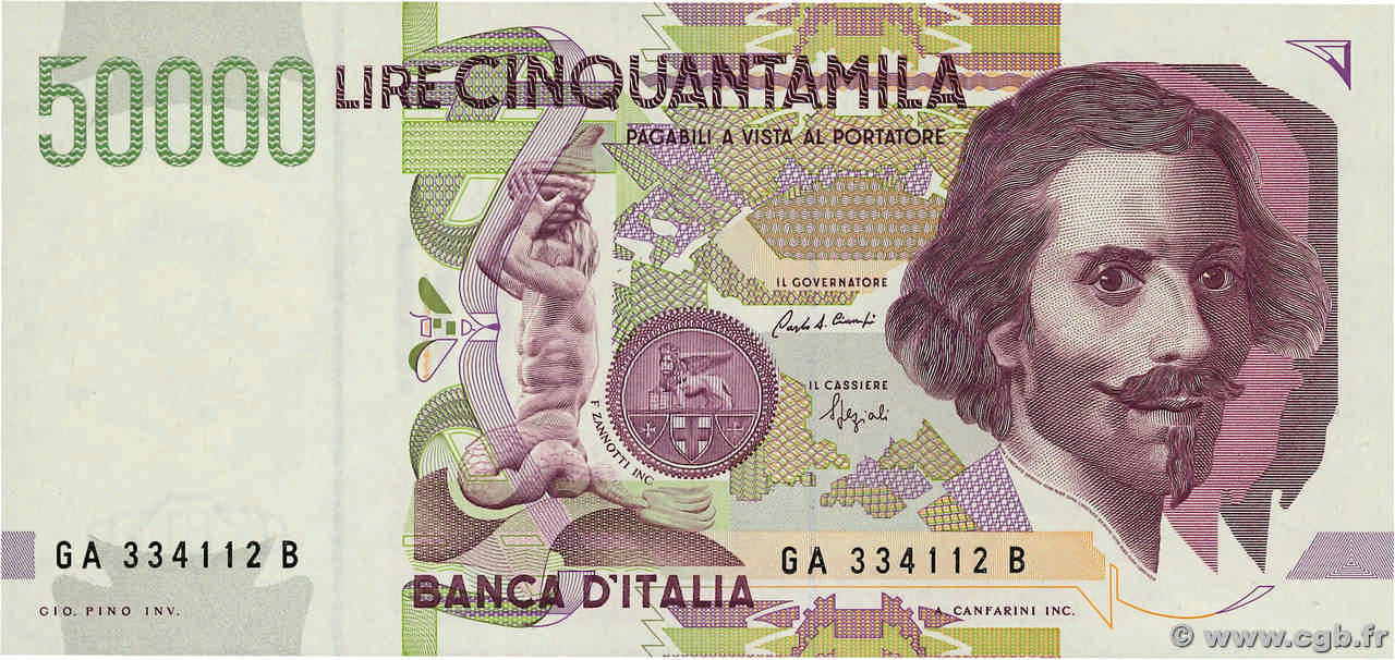 50000 Lire ITALIA  1992 P.116a FDC