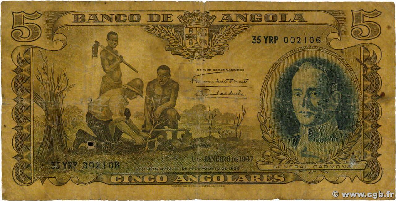 5 Angolares ANGOLA  1947 P.077 RC+
