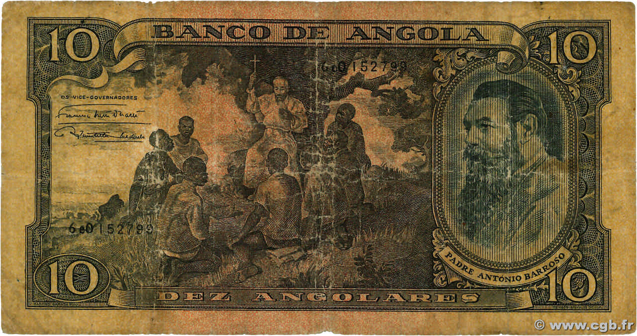 10 Angolares ANGOLA  1947 P.078 q.MB
