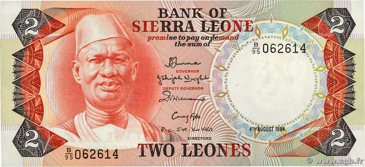 2 Leones SIERRA LEONE  1984 P.06g pr.NEUF
