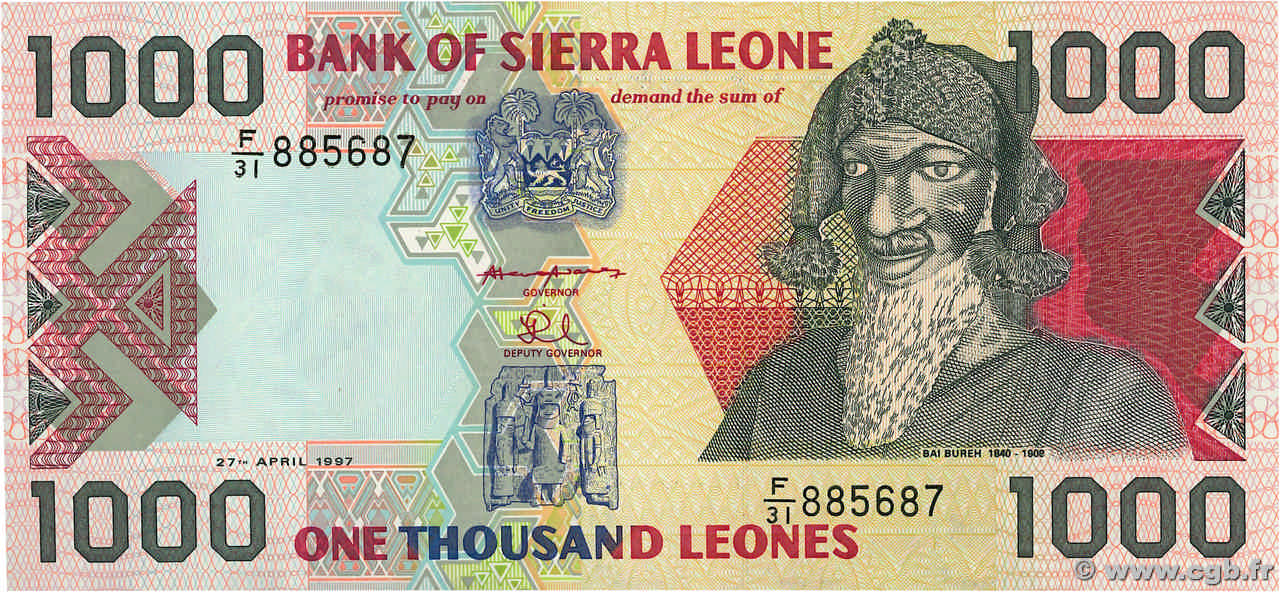 1000 Leones SIERRA LEONA  1997 P.20c FDC