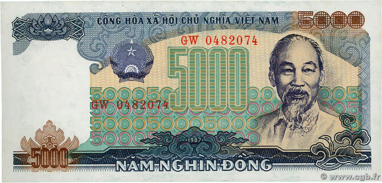 5000 Dong VIETNAM  1987 P.104a UNC