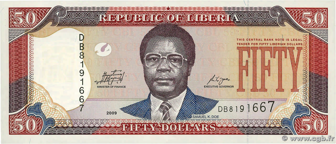 50 Dollars LIBERIA  2009 P.29a FDC