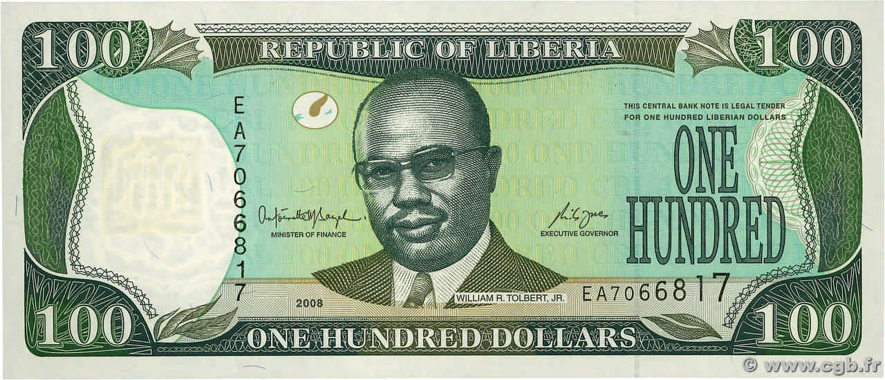100 Dollars LIBERIA  2008 P.30d FDC