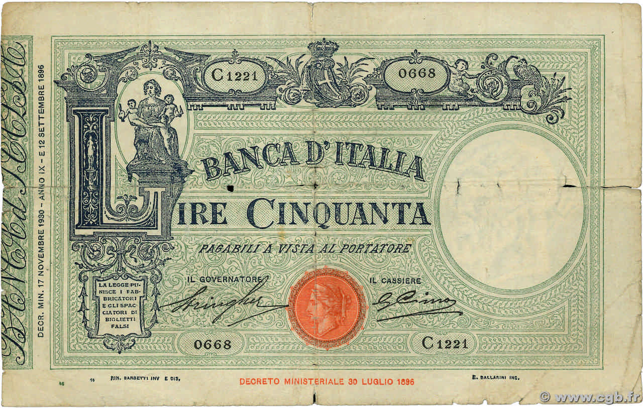 50 Lire ITALIE  1930 P.047b B+