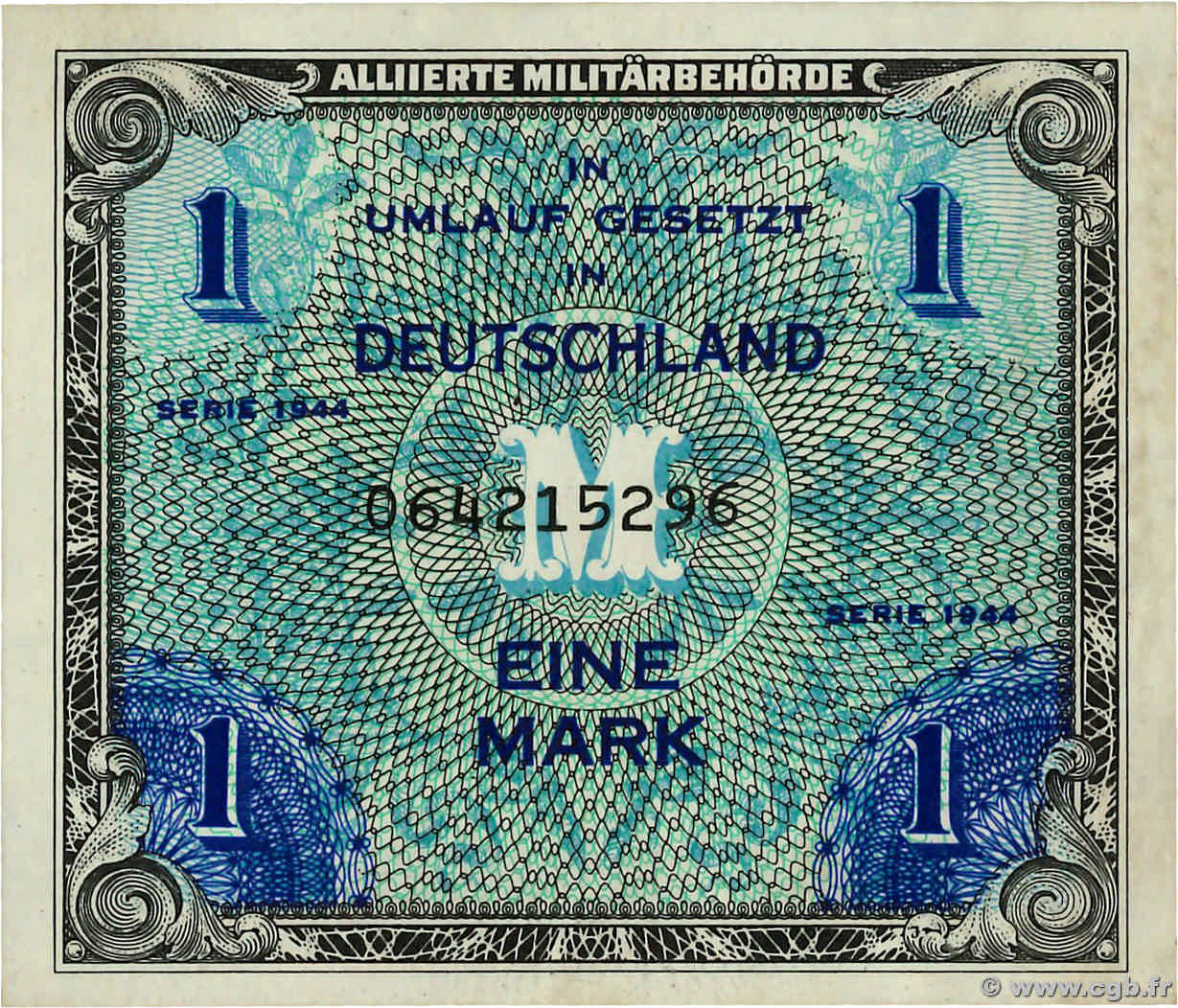 1 Mark GERMANIA  1944 P.192a q.FDC
