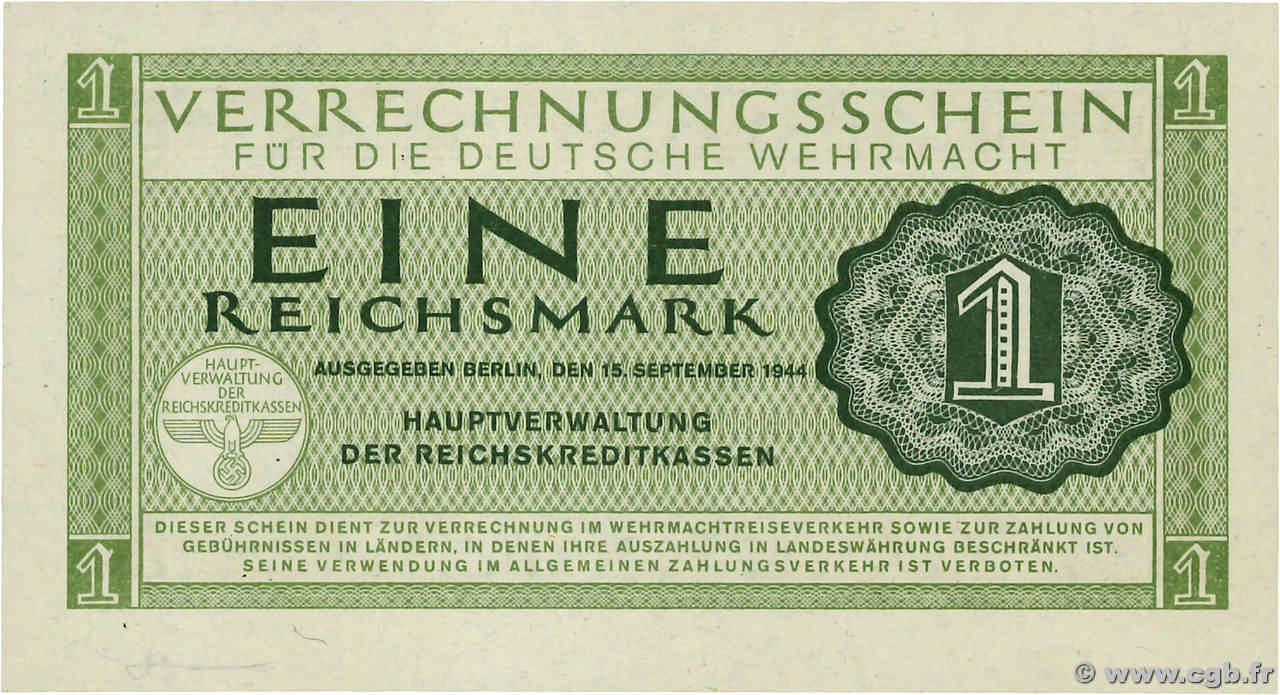 1 Reichsmark GERMANIA  1944 P.M38 FDC