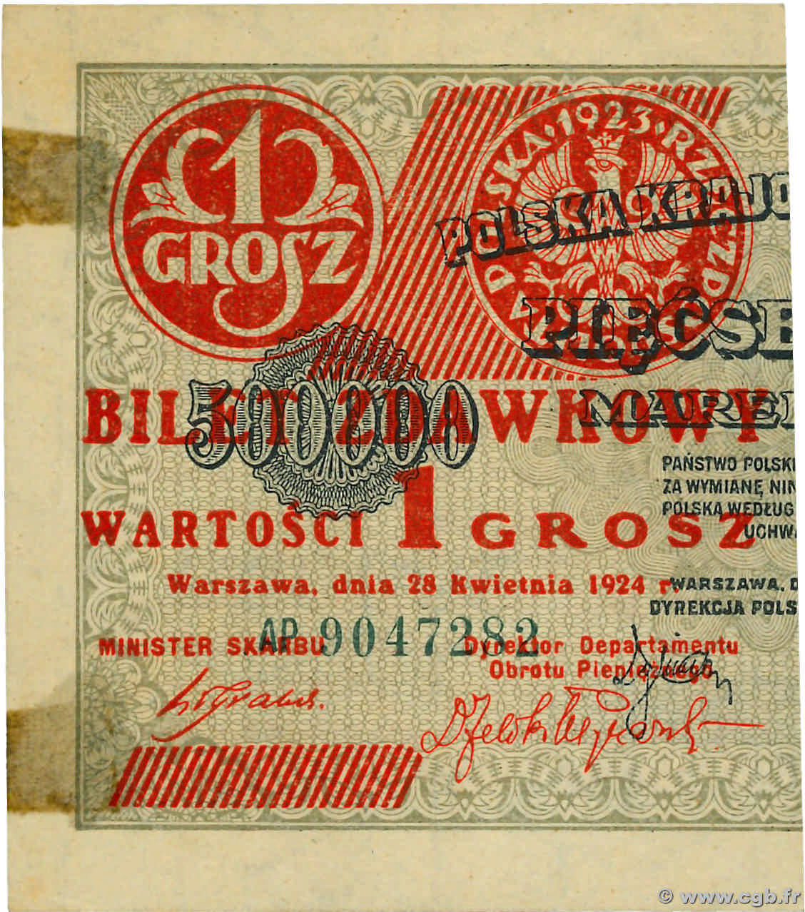 1 Grosz POLEN  1924 P.042a fST+
