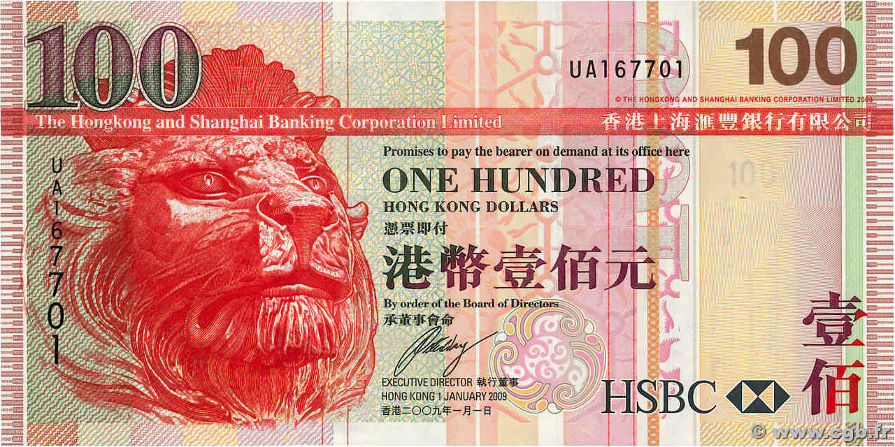 100 Dollars HONGKONG  2009 P.209f ST