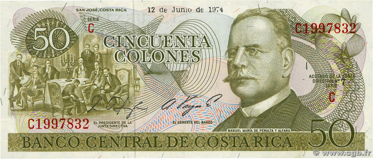 50 Colones COSTA RICA  1974 P.239 UNC