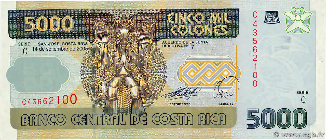 5000 Colones COSTA RICA  2005 P.268Ab FDC