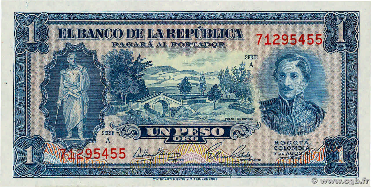 1 Peso Oro COLOMBIE  1953 P.398 NEUF