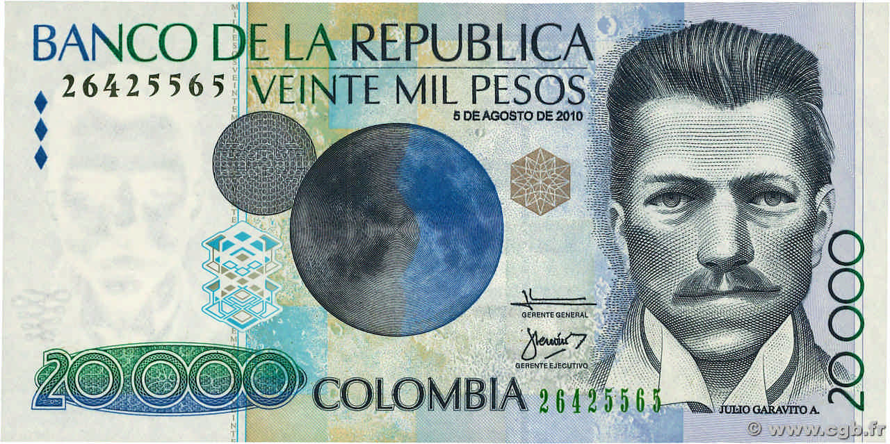 20000 Pesos COLOMBIE  2010 P.454v NEUF